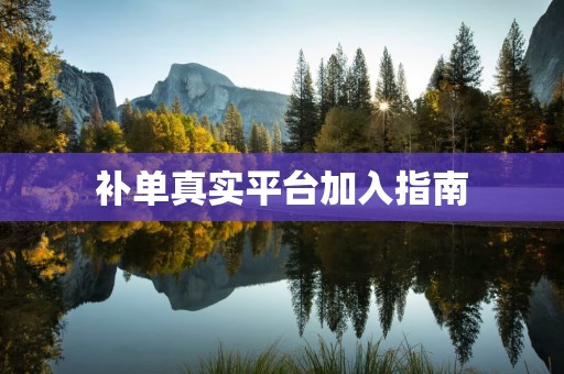 补单真实平台加入指南