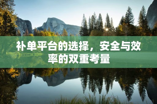 补单平台的选择，安全与效率的双重考量