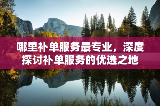 哪里补单服务最专业，深度探讨补单服务的优选之地