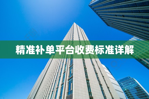 精准补单平台收费标准详解