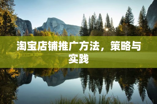 淘宝店铺推广方法，策略与实践