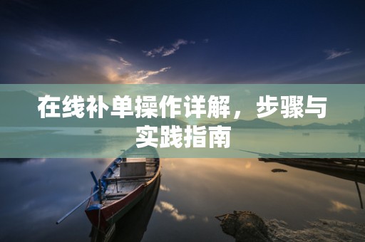 在线补单操作详解，步骤与实践指南