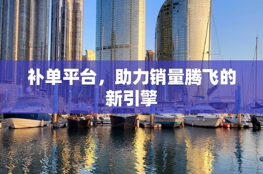 补单平台，助力销量腾飞的新引擎