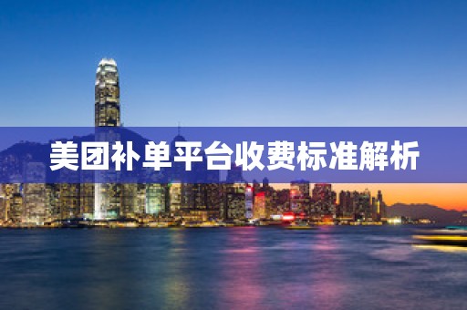 美团补单平台收费标准解析