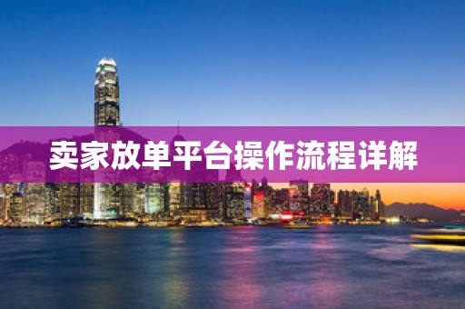 卖家放单平台操作流程详解