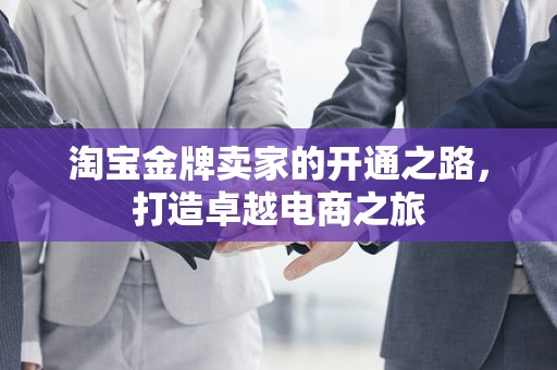 淘宝金牌卖家的开通之路，打造卓越电商之旅