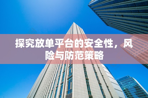 探究放单平台的安全性，风险与防范策略