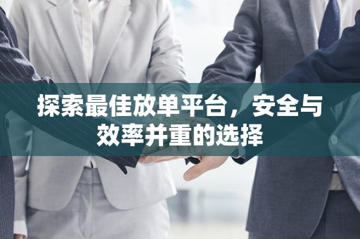探索最佳放单平台，安全与效率并重的选择