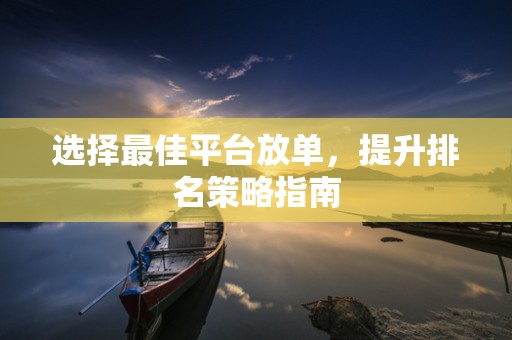 选择最佳平台放单，提升排名策略指南