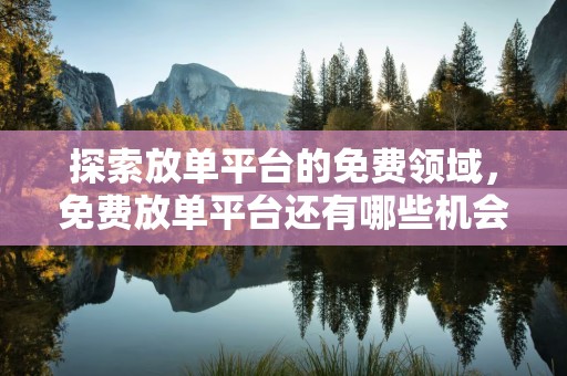 探索放单平台的免费领域，免费放单平台还有哪些机会？