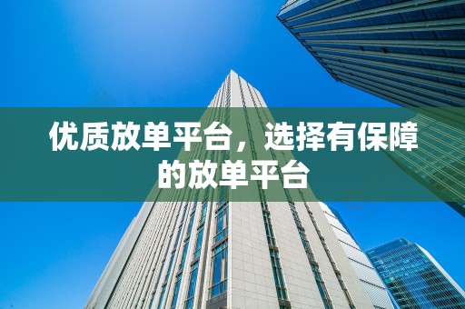 优质放单平台，选择有保障的放单平台