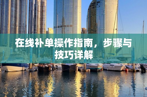 在线补单操作指南，步骤与技巧详解