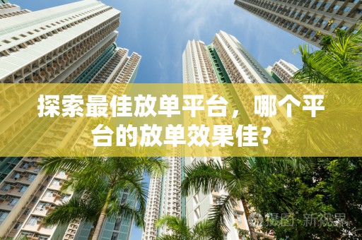 探索最佳放单平台，哪个平台的放单效果佳？