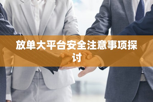 放单大平台安全注意事项探讨