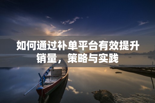 如何通过补单平台有效提升销量，策略与实践
