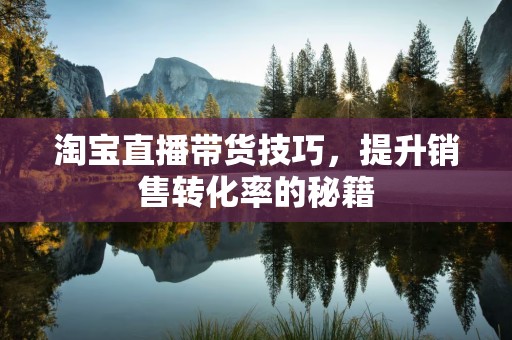 淘宝直播带货技巧，提升销售转化率的秘籍