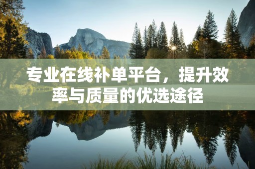 专业在线补单平台，提升效率与质量的优选途径