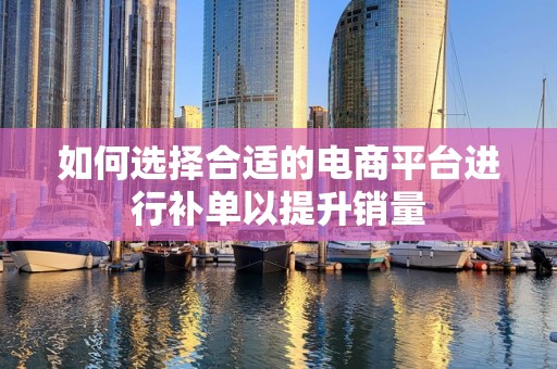如何选择合适的电商平台进行补单以提升销量
