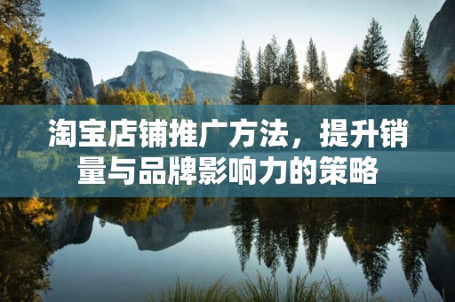淘宝店铺推广方法，提升销量与品牌影响力的策略