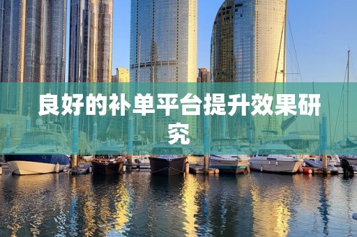 良好的补单平台提升效果研究