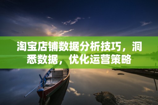 淘宝店铺数据分析技巧，洞悉数据，优化运营策略