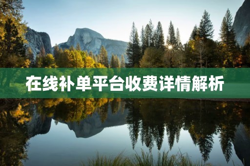 在线补单平台收费详情解析