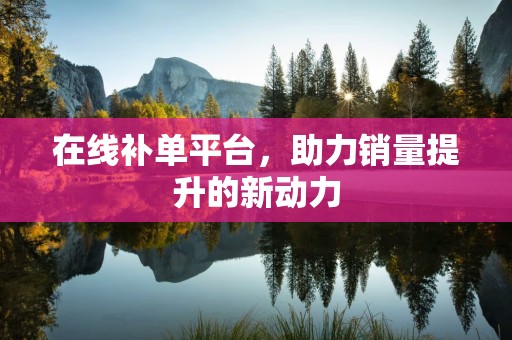 在线补单平台，助力销量提升的新动力