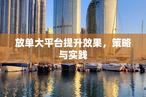 放单大平台提升效果，策略与实践