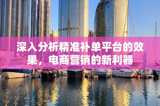 深入分析精准补单平台的效果，电商营销的新利器