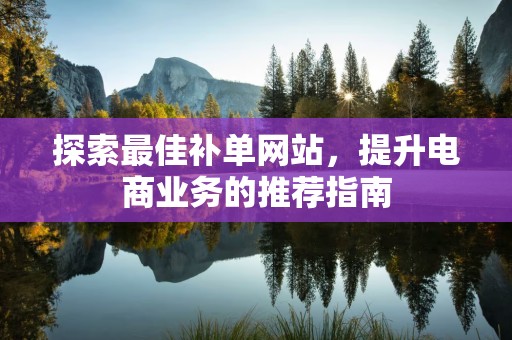 探索最佳补单网站，提升电商业务的推荐指南