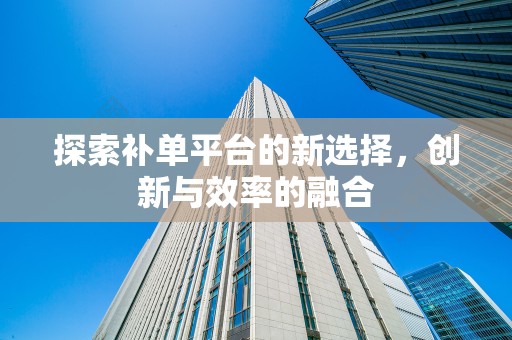 探索补单平台的新选择，创新与效率的融合