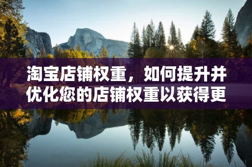淘宝店铺权重，如何提升并优化您的店铺权重以获得更多流量与销售额