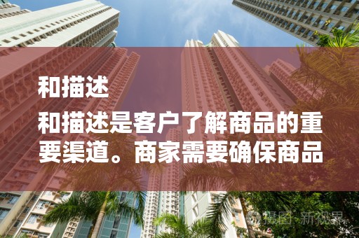 和描述
和描述是客户了解商品的重要渠道。商家需要确保商品标题和描述准确、清晰、吸引人。同时，关键词的布局也非常重要，合理的关键词布局有助于提高商品在搜索引擎中的排名