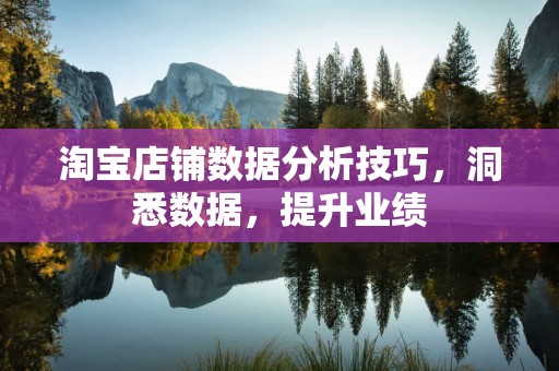 淘宝店铺数据分析技巧，洞悉数据，提升业绩