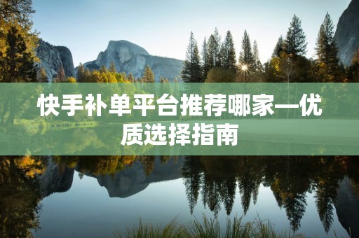 快手补单平台推荐哪家—优质选择指南
