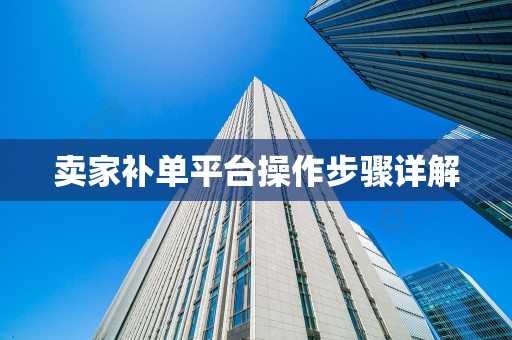 卖家补单平台操作步骤详解