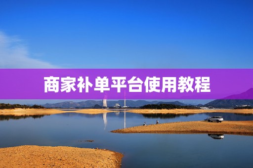 商家补单平台使用教程