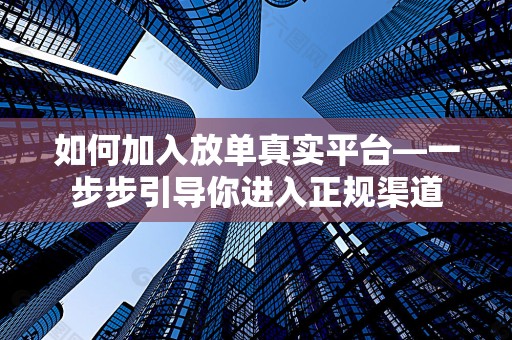如何加入放单真实平台—一步步引导你进入正规渠道