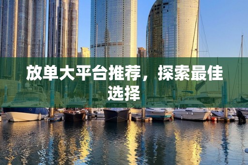 放单大平台推荐，探索最佳选择
