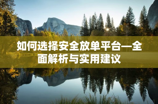 如何选择安全放单平台—全面解析与实用建议