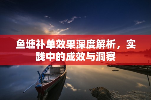 鱼塘补单效果深度解析，实践中的成效与洞察