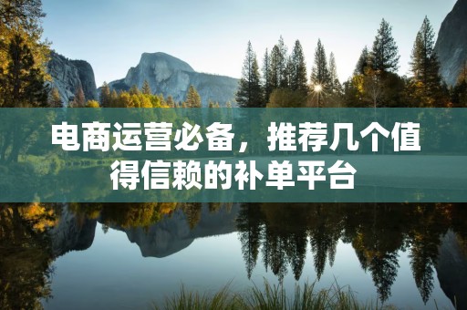 电商运营必备，推荐几个值得信赖的补单平台