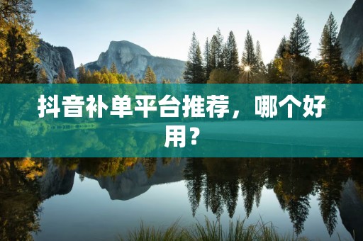抖音补单平台推荐，哪个好用？