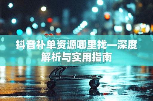 抖音补单资源哪里找—深度解析与实用指南