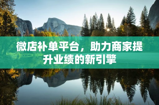 微店补单平台，助力商家提升业绩的新引擎