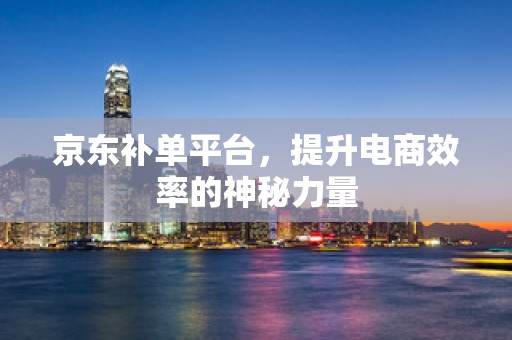 京东补单平台，提升电商效率的神秘力量