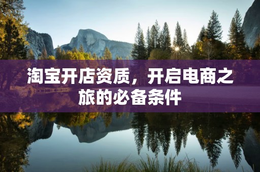 淘宝开店资质，开启电商之旅的必备条件