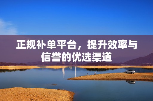 正规补单平台，提升效率与信誉的优选渠道
