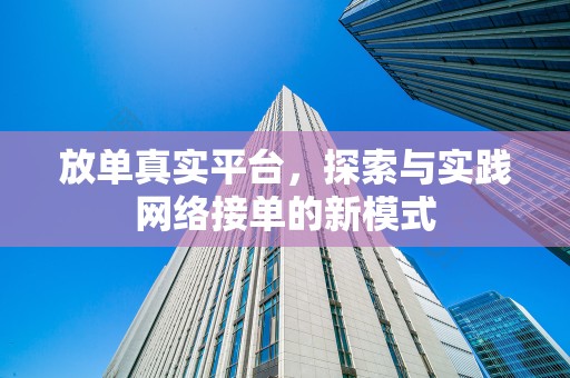 放单真实平台，探索与实践网络接单的新模式