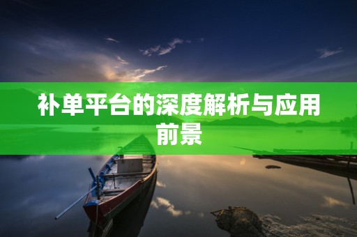 补单平台的深度解析与应用前景